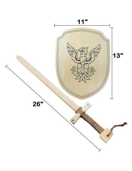 Conjunto Espada y Escudo de Madera para Niños - Fénix Conjunto Espada y Escudo de Madera para Niños - Fénix