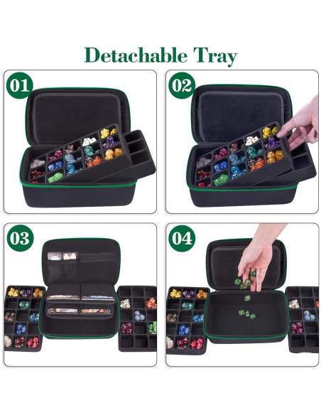 Caja de Almacenamiento de Dados SIQUK Verde Doble Bandeja Caja de Almacenamiento de Dados SIQUK Verde Doble Bandeja