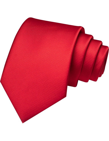 Conjunto Corbata Sólida Rojo + Pañuelo + Clip Hombres