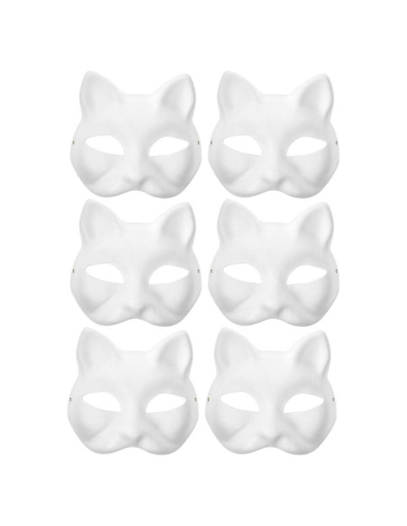 Máscaras de Gato y Zorro Blancas IMIKEYA 6 Piezas DIY Máscaras de Gato y Zorro Blancas IMIKEYA 6 Piezas DIY