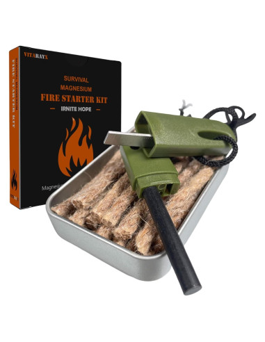 Kit de Encendido de Fuego VitarayX - Varilla de Magnesio y Yesca