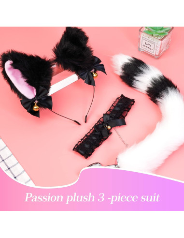 Conjunto Disfraz de Cosplay para Mujeres - Orejas y Cola Hechas a Mano