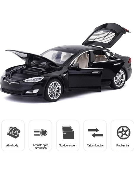 Coche Diecast EROCK Modelo S 1:32 Retroceso con Luz Coche Diecast EROCK Modelo S 1:32 Retroceso con Luz