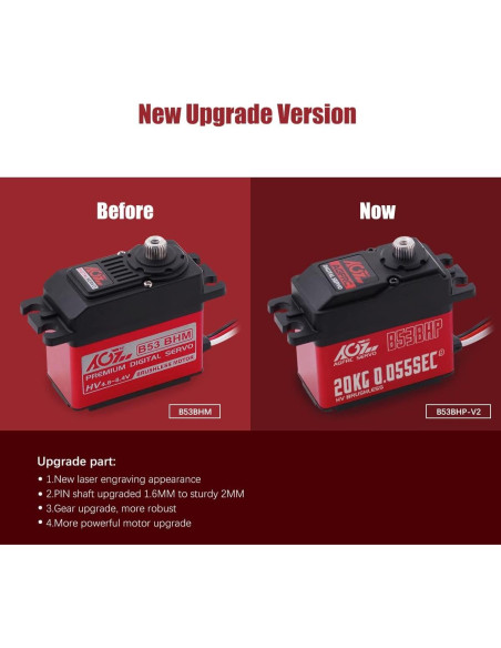 Servo Digital AGFRC B53BHP V2 20KG 0.055Seg Metal Servo Digital AGFRC B53BHP V2 20KG 0.055Seg Metal