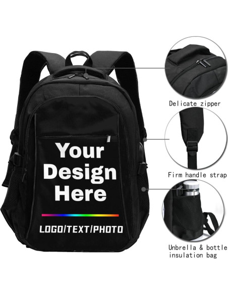 Mochila Personalizada Unisex Genérica 32.8L Negra Mochila Personalizada Unisex Genérica 32.8L Negra