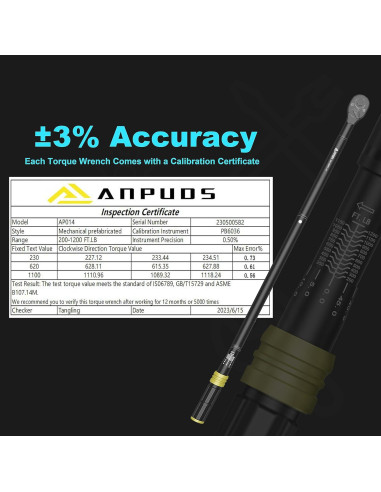 Llave de Torque 1 Pulgada ANPUDS 200-1200 Nm Doble Dirección