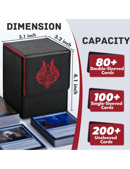 Caja de Barajas ZLCA para MTG 100 Cartas Negro y Rojo Caja de Barajas ZLCA para MTG 100 Cartas Negro y Rojo