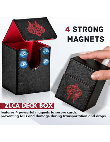 Caja de Barajas ZLCA para MTG 100 Cartas Negro y Rojo