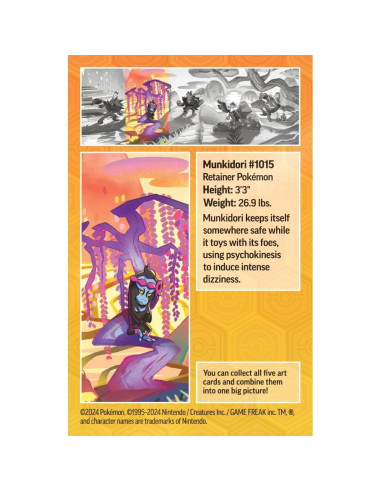 Mini Lata Pokémon TCG Escarlata Munkidori 2 Paquetes y Stickers