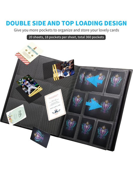 Carpeta de Cartas JIQEZNL 360 Bolsillos Negra para Colección Carpeta de Cartas JIQEZNL 360 Bolsillos Negra para Colección