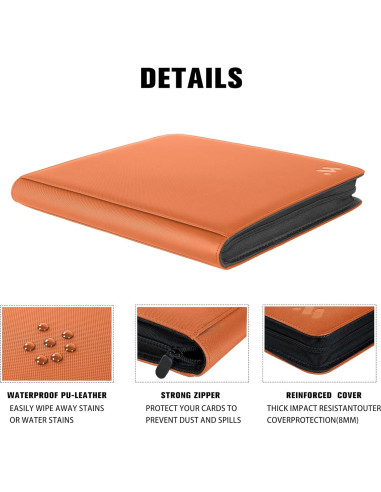 Carpeta de Tarjetas MORABTO 16 Bolsillos Naranja Oscuro
