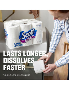 Papel Higiénico Scott 1000, 8 Rollos, 1000 Hojas, 1 Capa 2
