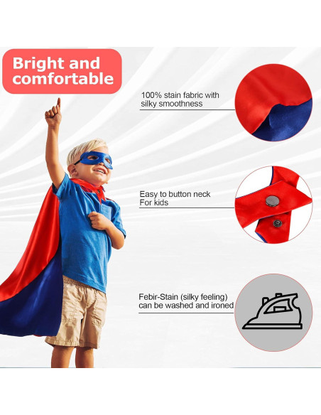 Capa de Superhéroe Satinada para Niños 4-12 Años Capa de Superhéroe Satinada para Niños 4-12 Años