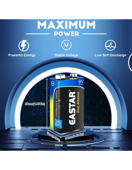Baterías Alcalinas 9V Eastar BTS - Paquete de 2, Duraderas y Seguras Baterías Alcalinas 9V Eastar BTS - Paquete de 2, Duraderas y Seguras