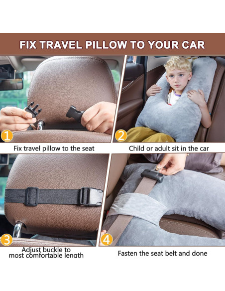 Almohada de Coche para Niños 1 MIDDLE ONE Gris Espuma Viscoelástica Almohada de Coche para Niños 1 MIDDLE ONE Gris Espuma Viscoelástica