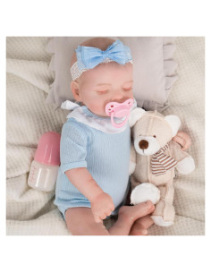 Muñeca de bebé renacida Jirachi 18" con set de alimentación