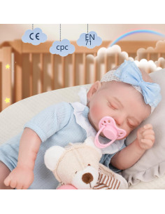 Muñeca de bebé renacida Jirachi 18" con set de alimentación 2