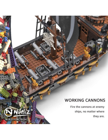 Kit de Bloques de Construcción Nifeliz Barco Pirata Black Hawk 1352 Piezas