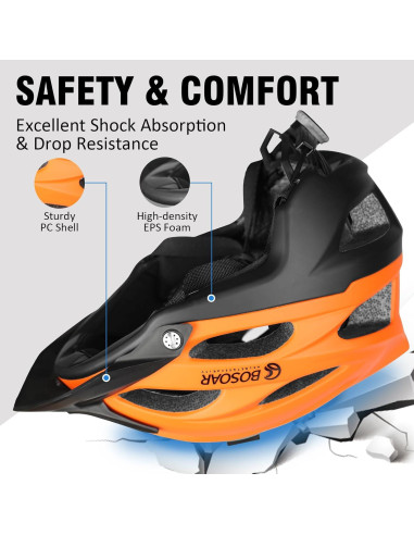 Casco de Bicicleta Bosoar GH-17 Naranja Ajustable 55-61 cm