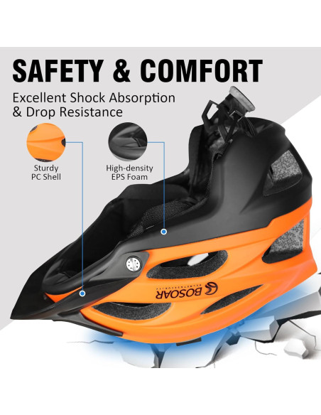 Casco de Bicicleta Bosoar GH-17 Naranja Ajustable 55-61 cm Casco de Bicicleta Bosoar GH-17 Naranja Ajustable 55-61 cm