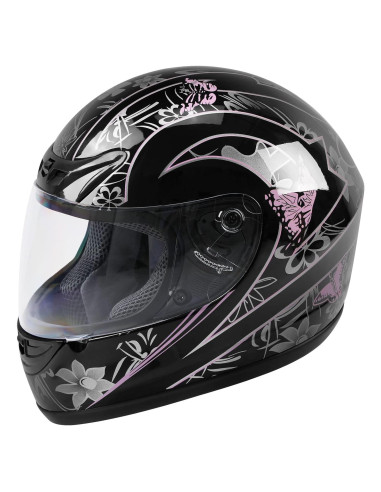 Casco de Motocicleta XFMT HM270203 Grande Mariposa Rosa Negra