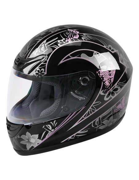 Casco de Motocicleta XFMT HM270203 Grande Mariposa Rosa Negra Casco de Motocicleta XFMT HM270203 Grande Mariposa Rosa Negra