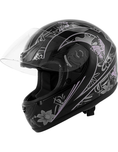 Casco de Motocicleta XFMT HM270203 Grande Mariposa Rosa Negra