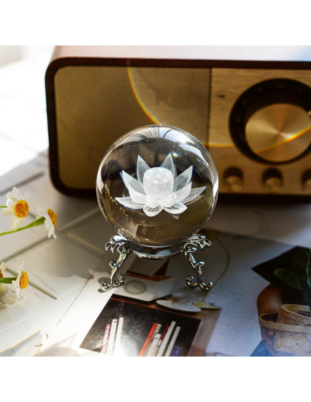 Bola de Cristal 3D HDCRYSTALGIFTS 60mm Loto Fengshui Bola de Cristal 3D HDCRYSTALGIFTS 60mm Loto Fengshui