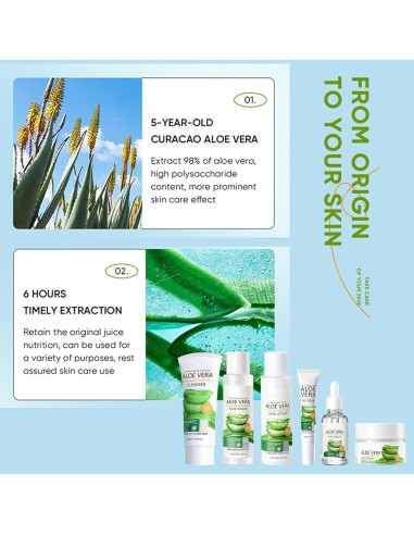 Set de Cuidado de Piel Aloe Vera Newvenper 6 Piezas Hidratante
