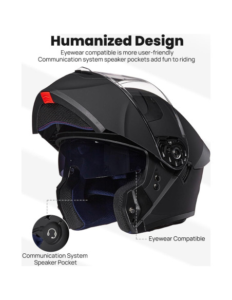 Casco Modular ILM WS206 Negro Mate Mediano Doble Visor Casco Modular ILM WS206 Negro Mate Mediano Doble Visor