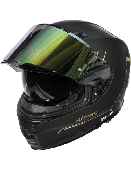 Casco HAX Force Aerodinámico Doble Visor Talla M Negro Mate Casco HAX Force Aerodinámico Doble Visor Talla M Negro Mate