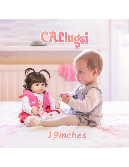 Muñeca Reborn 48 cm CALiugsi Realista con Chupete y Kit Muñeca Reborn 48 cm CALiugsi Realista con Chupete y Kit