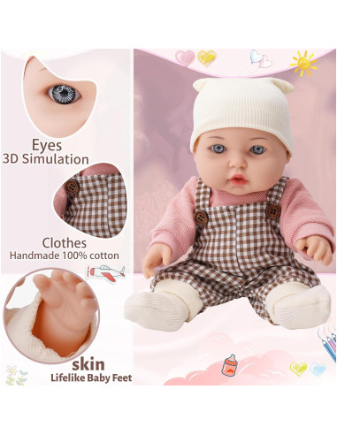 Muñeca de Bebé TUSALMO 30 cm con Accesorios para Niños