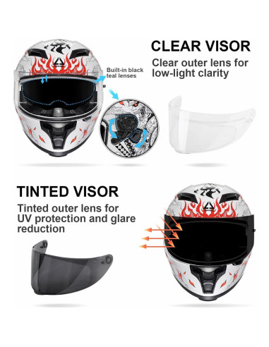 Casco Integral TRIANGLE FF351 Doble Visor Blanco XL