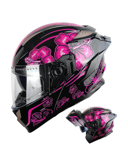 Casco Modular 1Storm HJA119 Grande Flor Púrpura Antivaho Casco Modular 1Storm HJA119 Grande Flor Púrpura Antivaho