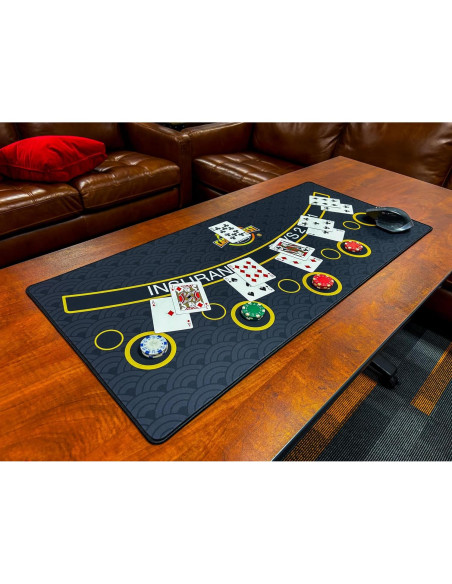 Mini Tapete de Blackjack Casino Quest 89 x 40 cm Negro/Dorado Mini Tapete de Blackjack Casino Quest 89 x 40 cm Negro/Dorado
