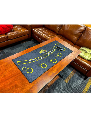 Mini Tapete de Blackjack Casino Quest 89 x 40 cm Negro/Dorado