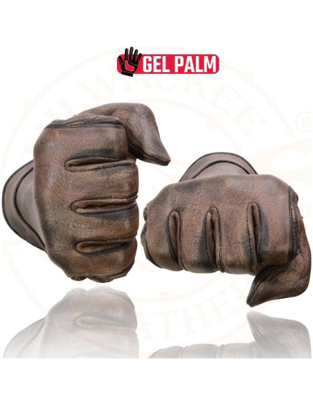 Guantes de Moto Milwaukee MG7512 Cuero Marrón Acolchados Guantes de Moto Milwaukee MG7512 Cuero Marrón Acolchados
