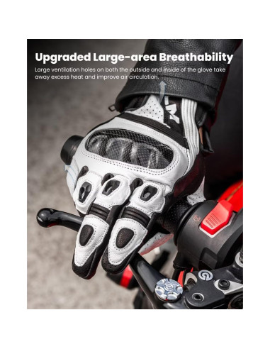 Guantes de Cuero ILM GL4 para Motociclistas Táctiles L
