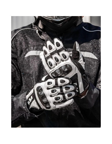 Guantes de Cuero ILM GL4 para Motociclistas Táctiles L