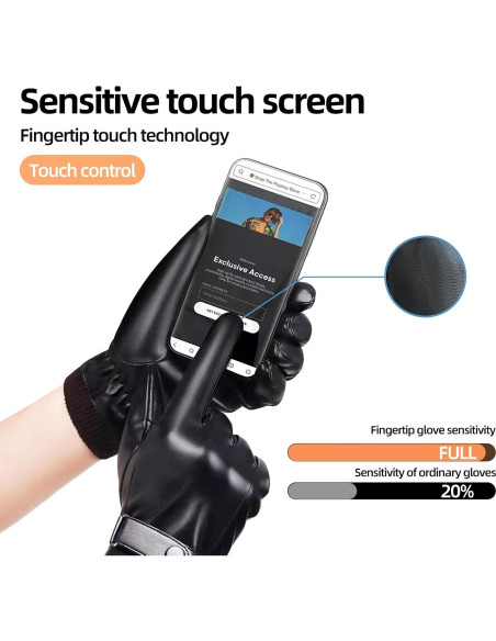Guantes de Cuero POONWEI Térmicos para Hombre Pantalla Táctil Guantes de Cuero POONWEI Térmicos para Hombre Pantalla Táctil