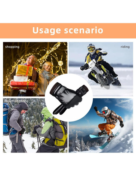 Guantes de Cuero POONWEI Térmicos para Hombre Pantalla Táctil Guantes de Cuero POONWEI Térmicos para Hombre Pantalla Táctil