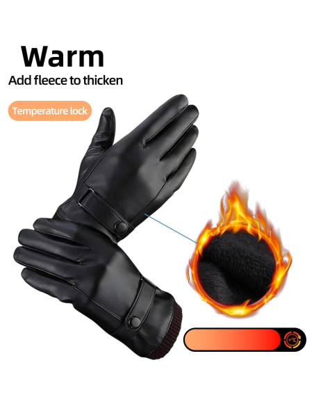 Guantes de Cuero POONWEI Térmicos para Hombre Pantalla Táctil Guantes de Cuero POONWEI Térmicos para Hombre Pantalla Táctil