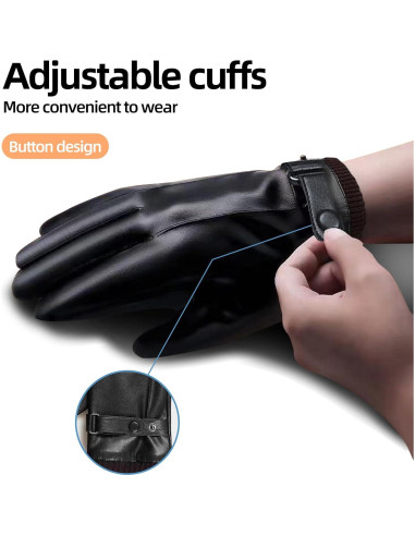 Guantes de Cuero POONWEI Térmicos para Hombre Pantalla Táctil