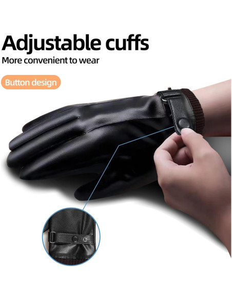 Guantes de Cuero POONWEI Térmicos para Hombre Pantalla Táctil Guantes de Cuero POONWEI Térmicos para Hombre Pantalla Táctil