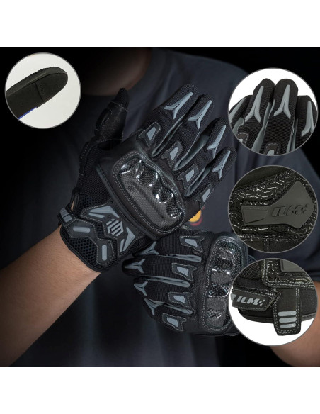 Guantes de Motocross ILM GST301 Gris Táctiles y Ajustables Guantes de Motocross ILM GST301 Gris Táctiles y Ajustables