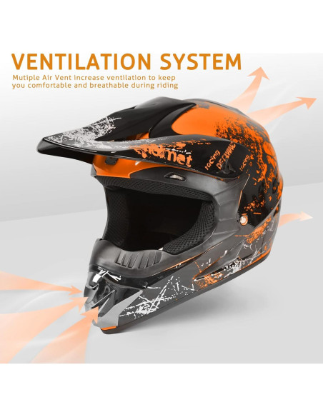 Casco de Motocross SanQing Naranja Grande Aprobado DOT Casco de Motocross SanQing Naranja Grande Aprobado DOT
