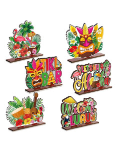 Decoraciones de Fiesta Luau Juexica 6 Pcs Tiki Aloha