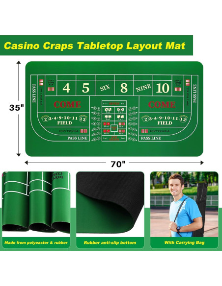 Juego de Mesa de Craps Leyndo con Tapete 177,8x88,9 cm Juego de Mesa de Craps Leyndo con Tapete 177,8x88,9 cm