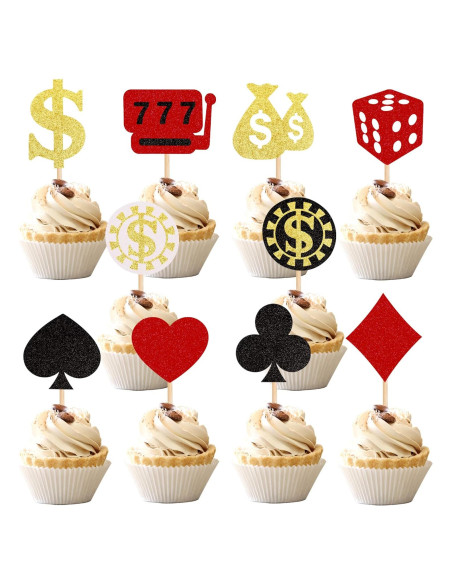 30 Decoraciones para Cupcakes de Casino - ZHUOWEISM 30 Decoraciones para Cupcakes de Casino - ZHUOWEISM